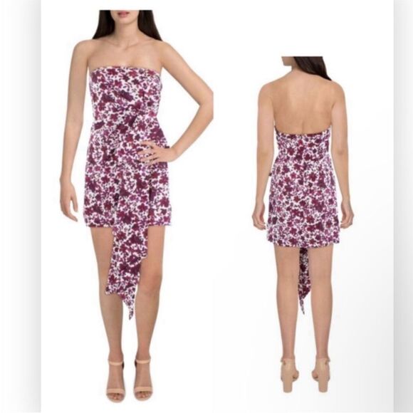 Amur NWT Womens Leith Purple Floral Print Short Party Bodycon Dress size 00 - Picture 1 of 3